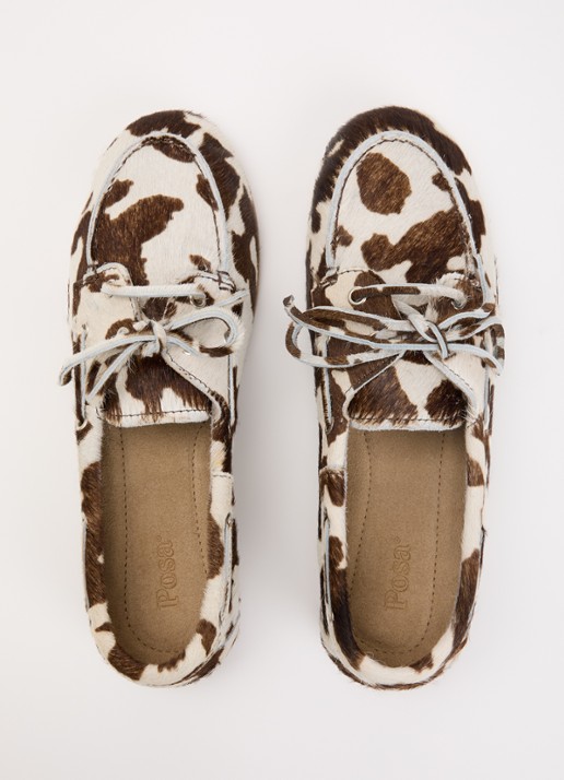 Posa Bootschoen met print - detail 2 creme