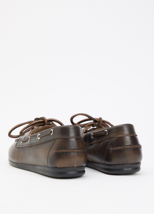 Posa Bootschoen van leer - achterkant 2 donkerbruin
