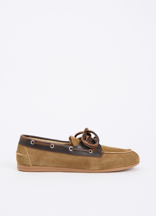 Posa Bootschoen van suède met leren details