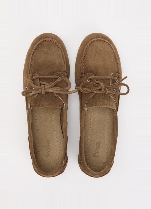Posa Bootschoen van suède - detail 2 taupe