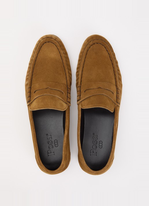 Posa Loafer van suède - detail 4 cognac