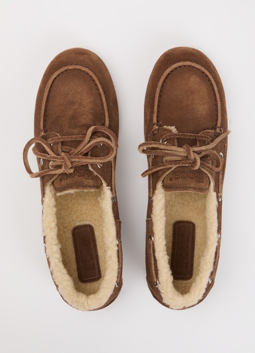 Posa Mocassin van suède met details van imitatiebont - detail 3 bruin