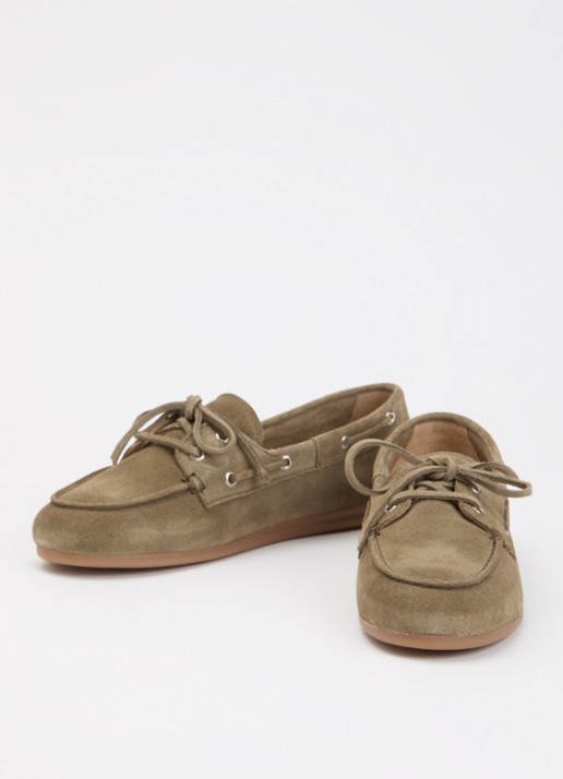 Posa Mocassin van suède - detail 2 mosgroen