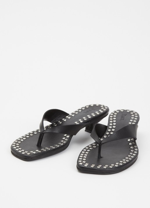 Posa Mosaic sandalette van leer met studs - detail 3 zwart