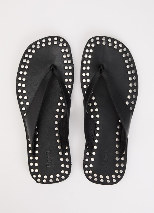 Posa Mosaic slipper van leer - detail 3 zwart