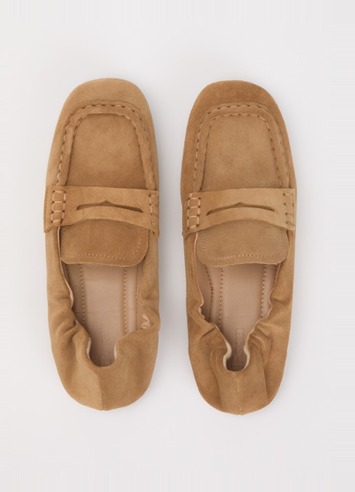 Posa Penny loafer van suède - detail 3 camel