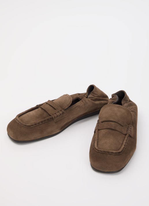 Posa Penny loafer van suède - detail bruin