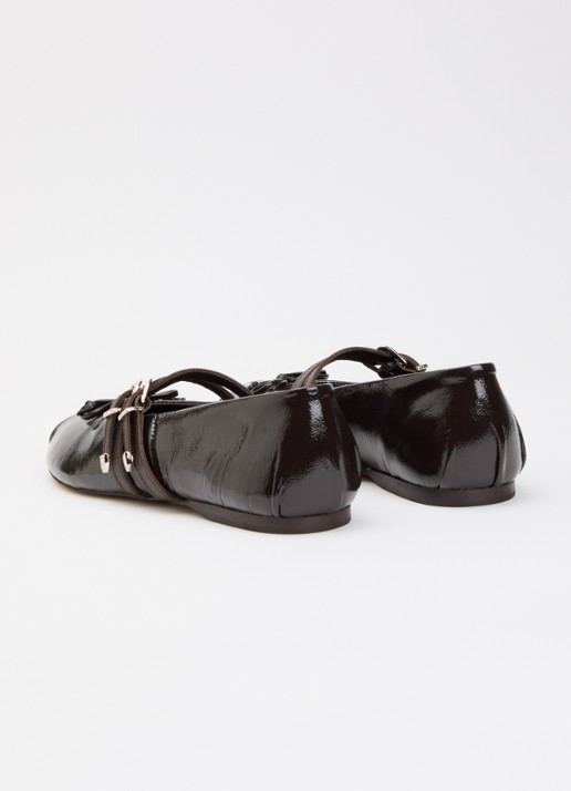 Posa Vita ballerina van leer met strikdetail  - achterkant donkerbruin