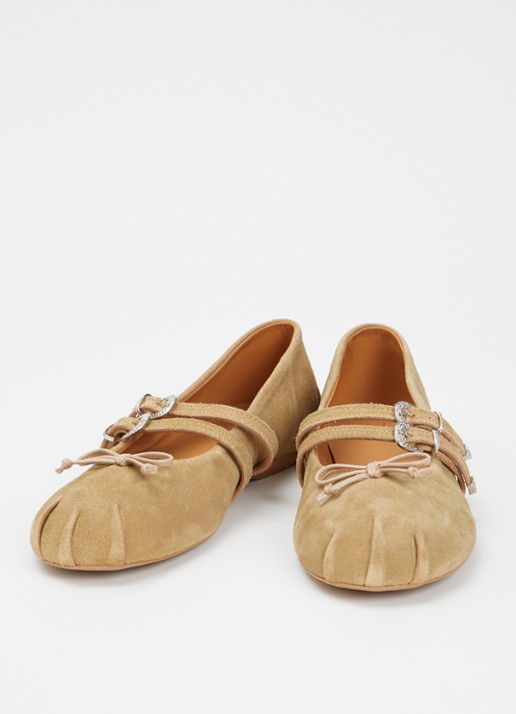 Posa Vita ballerina van suède - detail 2 khaki