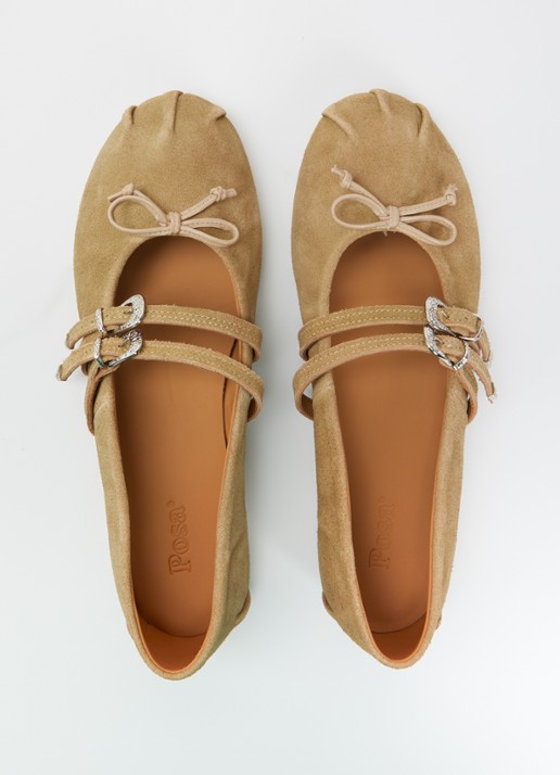 Posa Vita ballerina van suède - detail 3 khaki