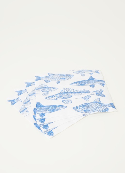 ppd Graphic Fishes Marine servetten 33 x 33 cm - detail blauw