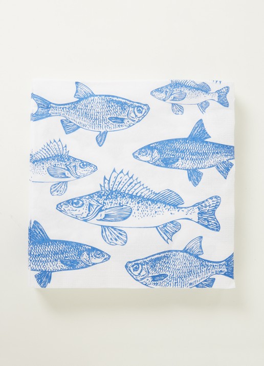 ppd Graphic Fishes Marine servetten 33 x 33 cm - voorkant 3 blauw