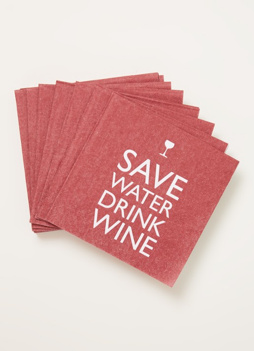 ppd Save Water Drink Wine servetten 25 x 25 cm - detail 3 steenrood