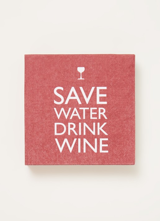 ppd Save Water Drink Wine servetten 25 x 25 cm - voorkant 2 steenrood