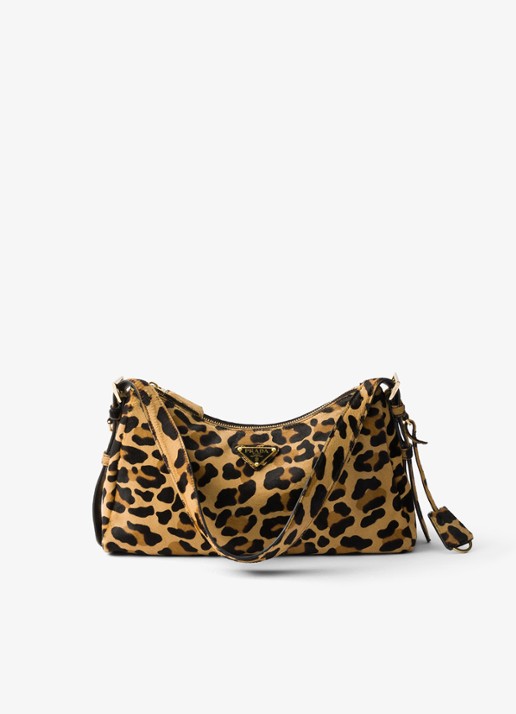 Prada Aimée Medium schoudertas van leer met panterprint