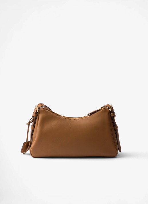 Prada Aimée Medium schoudertas van leer - achterkant 4 bruin