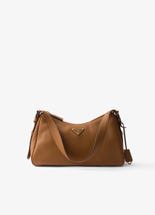 Prada Aimée Medium schoudertas van leer - voorkant 5 bruin