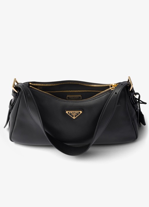 Prada Aimée Medium schoudertas van leer - detail 4 zwart