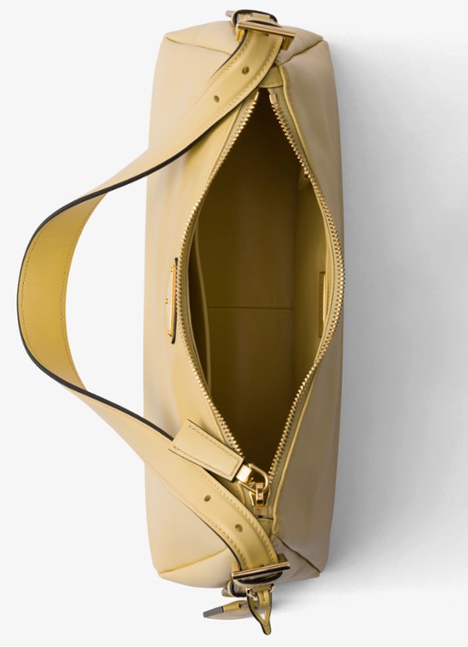 Prada Aimée Medium schoudertas van leer - detail 2 lichtgeel