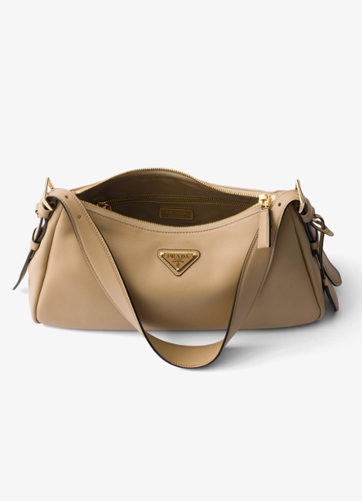 Prada Aimée Medium schoudertas van leer - detail 4 beige