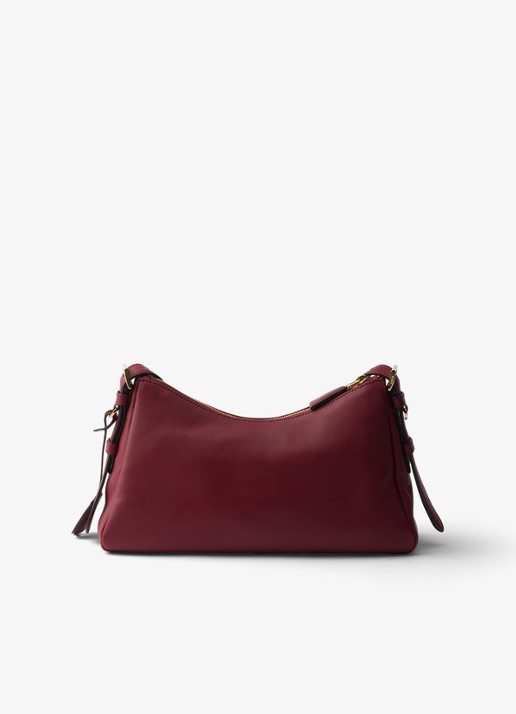 Prada Aimée Medium schoudertas van leer - achterkant 7 donkerrood
