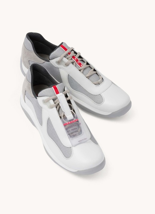 Prada America's Cup Original sneaker met leren details - detail 2 wit