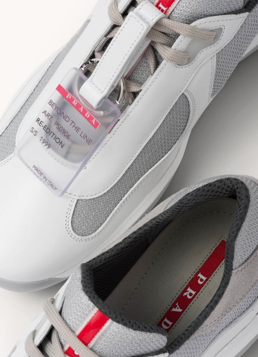 Prada America's Cup Original sneaker met leren details - detail 4 wit