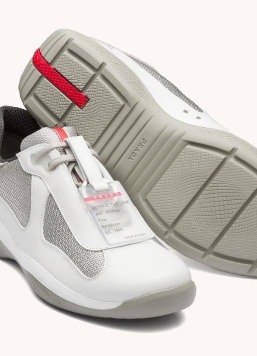 Prada America's Cup Original sneaker met leren details - detail 5 wit