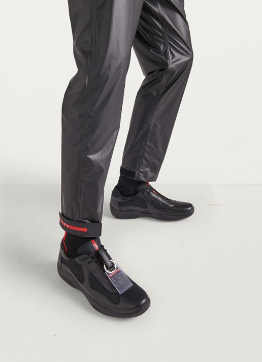 Prada America's Cup Original sneaker met leren details - achterkant zwart