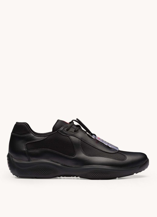 Prada America's Cup Original sneaker met leren details - voorkant 3 zwart