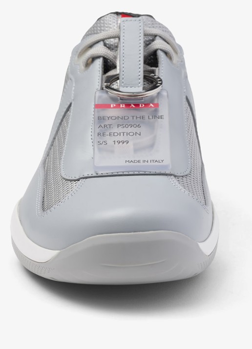 Prada America's Cup Original sneaker met leren details - detail 5 blauwgrijs