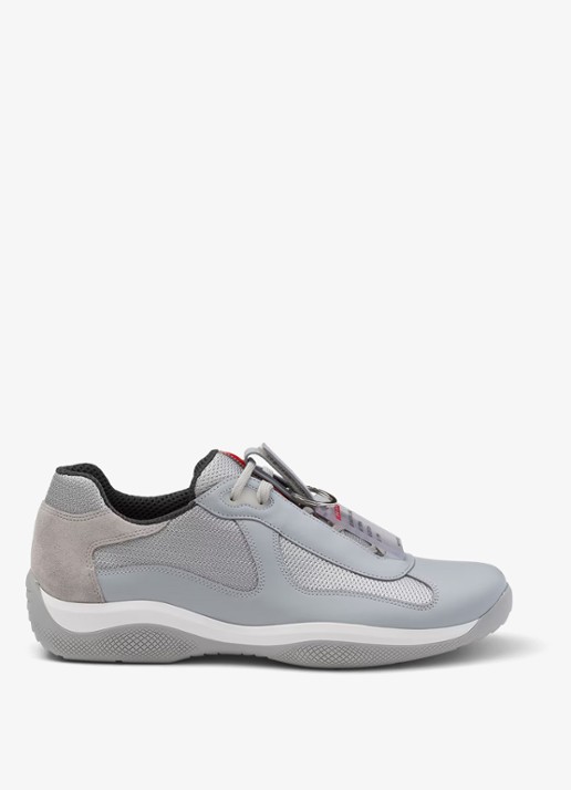 Prada America's Cup Original sneaker met leren details - voorkant 3 blauwgrijs