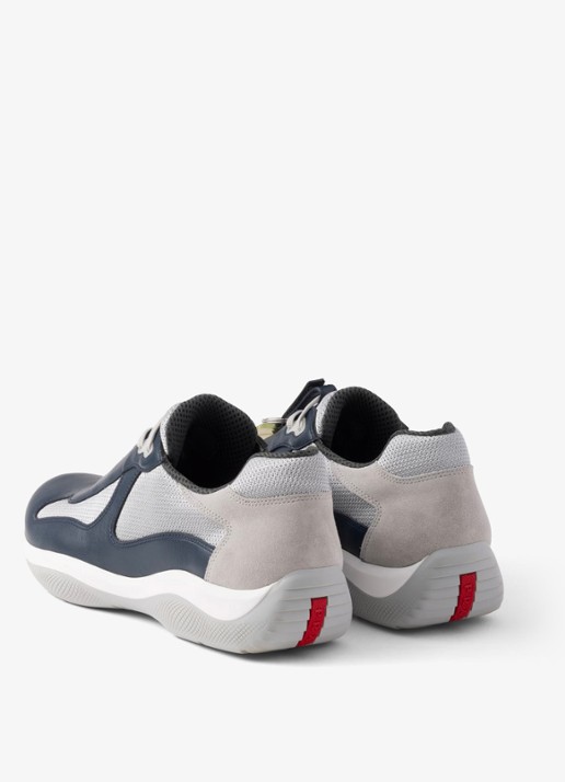 Prada America's Cup Original sneaker met leren details - achterkant 3 donkerblauw