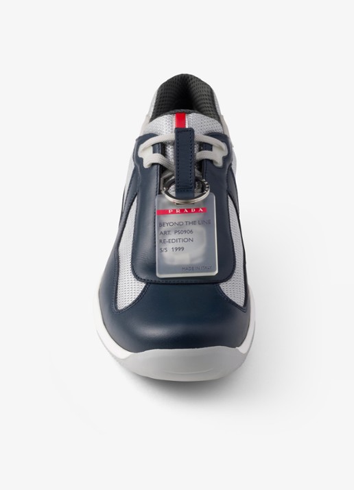 Prada America's Cup Original sneaker met leren details - detail 5 donkerblauw