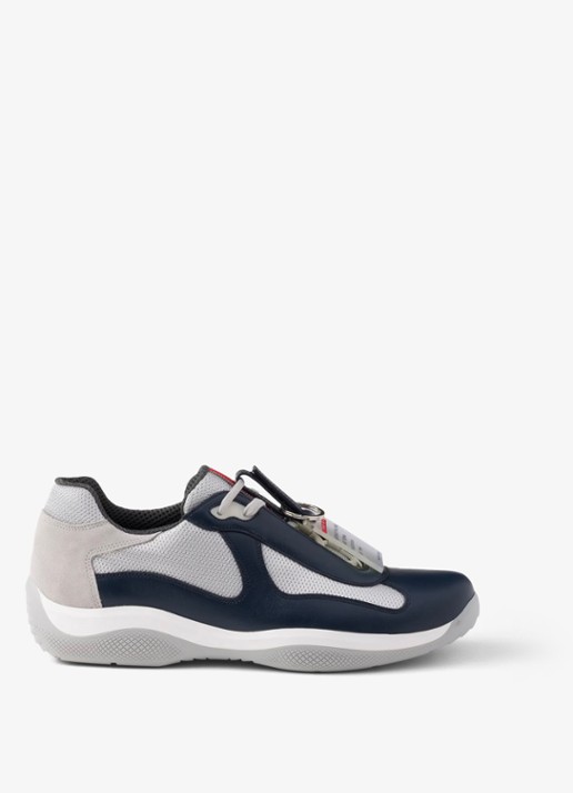 Prada America's Cup Original sneaker met leren details - voorkant donkerblauw