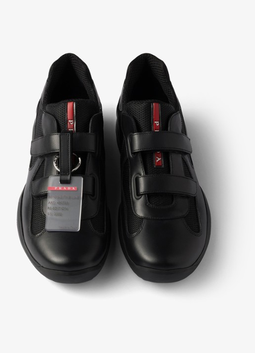 Prada America's Cup Original sneaker met leren details - detail 4 zwart