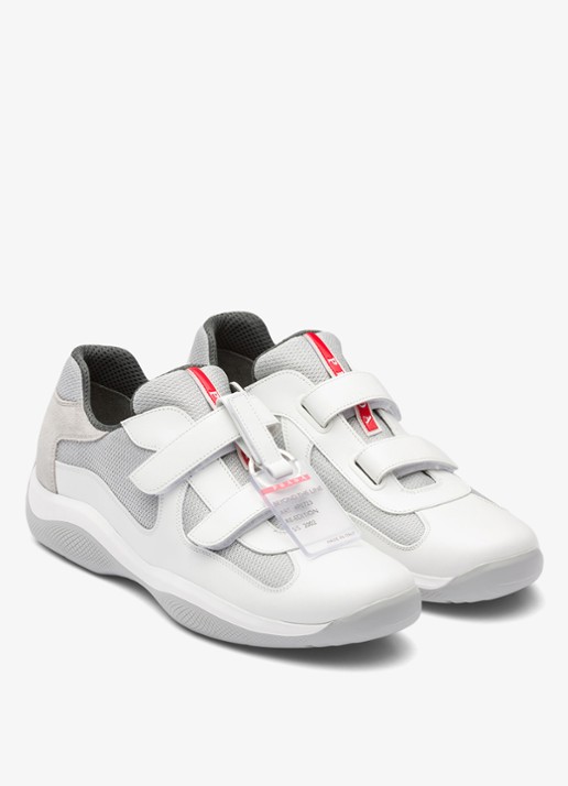Prada America's Cup Original sneaker met leren details - detail 2 wit