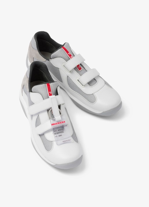 Prada America's Cup Original sneaker met leren details - detail 3 wit