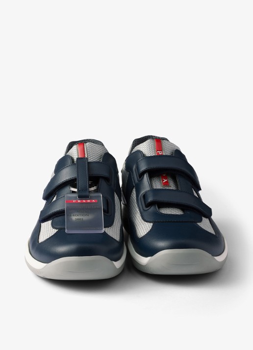 Prada America's Cup Original sneaker met leren details - detail 5 donkerblauw