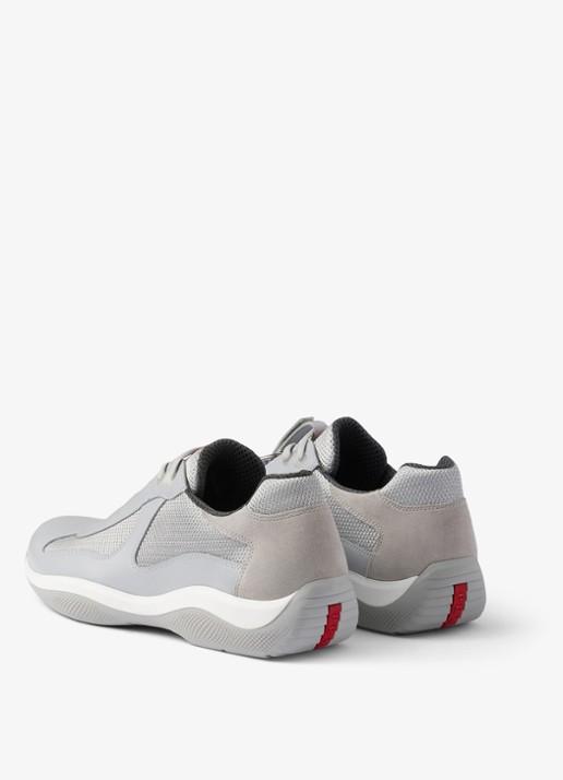 Prada America's Cup Original sneaker met leren details - achterkant 3 lichtgrijs