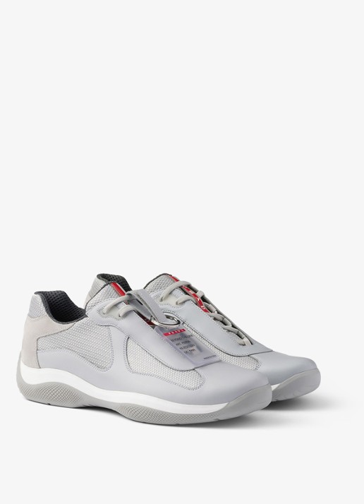 Prada America's Cup Original sneaker met leren details - voorkant 5 lichtgrijs