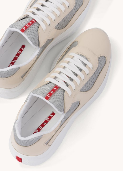 Prada America's Cup sneaker met lakleren details - detail 3 creme