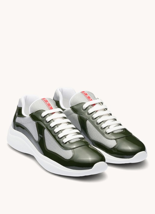 Prada America's Cup sneaker met lakleren details - voorkant 5 groen