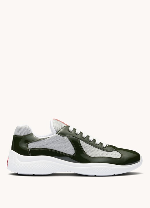 Prada America's Cup sneaker met lakleren details - voorkant 6 groen