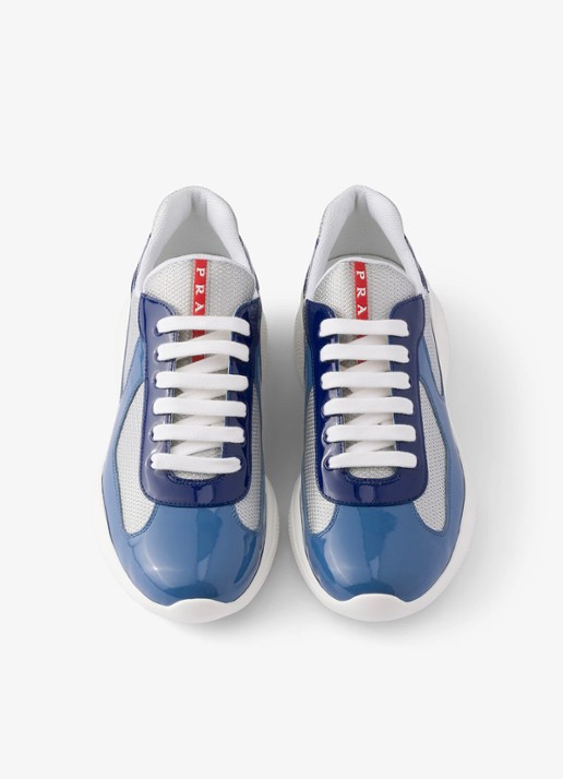 Prada America's Cup sneaker met lakleren details - detail 4 blauw