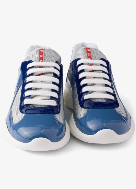 Prada America's Cup sneaker met lakleren details - detail 5 blauw