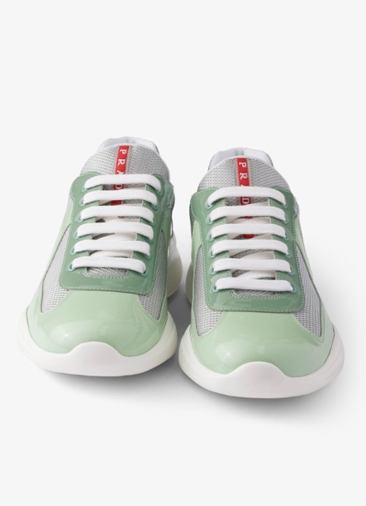 Prada America's Cup sneaker met lakleren details - detail 5 lichtgroen