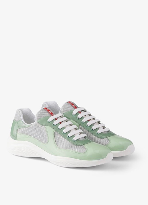 Prada America's Cup sneaker met lakleren details - voorkant 3 lichtgroen