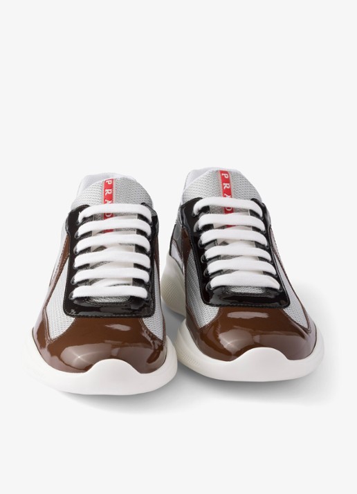 Prada America's Cup sneaker met lakleren details - detail 2 bruin