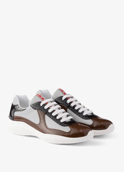 Prada America's Cup sneaker met lakleren details - voorkant 6 bruin